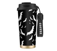 Halloween Flying Bats Print Steel Coffee Mug,Coffee Thermos Outdoor,Camping Mug with Leak-Proof Lid,Portable Cups for Keep Hot/Ice