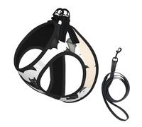 Halloween Flying Bats Print Step in Dog Harness and Leash Set,Adjustable Reflective Harness for Small Dogs Cats