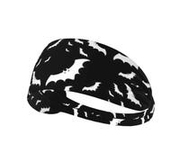 Halloween Flying Bats Print Workout Headbands for Women Elastic Sports Hairband Yoga Cooling Sweatbands