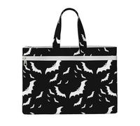 Halloween Flying Bats Printed Document Bag Teacher Canvas File Tote Bag Pouch for Work, Casual Handbag for Office School Travel Beach