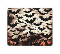 Halloween Flying Bats Printed Gaming Mouse Pad 8x7.6 Inches, Non-Slip Rubber Base Laptop Mousepad Desk Mat with Stitched Edges for Gamer, Office, Home