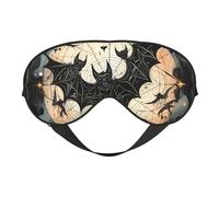Halloween Flying Bats Sleep Mask for Women & Men - Double-Sided Eye Mask with Adjustable Strap, Soft Silky Feel, Light-Blocking & Breathable for Travel, Nap, Shift Work, Yoga