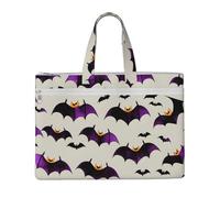 Halloween Flying purple Bats 10.6 * 15 Inch Handheld Bag 2 Zipper Pockets Generous Capacity for Files - Ideal for dy and TravelWork,Stu