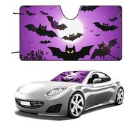 Halloween Flying Purple Bats Car Windshield Sun Shade Keep Car Interior Cool 55"x30" Folding Front Window Sun Shade, Heat Shield for SUV, Truck, Blocks UV