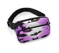Halloween Flying Purple Bats Fanny Pack with Multiple Pockets, Personalized Waist Bag with Zipper, Multifunctional Bum Bags for Travel, Belt Bag with Adjustable Strap, Crossbody Bags