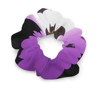 Halloween Flying Purple Bats Hair Scrunchies for Women No Damage, Soft Elastic Hair Ties with Fashionable Printed Patterns, Satin Scrunchy Hairbands for Ponytail, Bun, Workout & Sleep