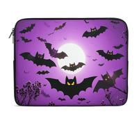 Halloween Flying Purple Bats Laptop Sleeve Case 15inch, Shockproof Protective Case, 10-17 Inch Computer Sleeve, Water Resistant Laptop Briefcase for Men Women Compatible with Macbook Air/Notebook/Tabl