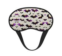 Halloween Flying Purple Bats Print Blackout Sleep Mask, with Adjustable Strap for Travel, Night Work, Nap, Office