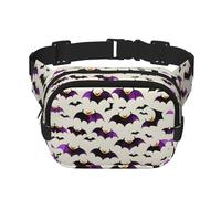 Halloween Flying purple Bats print Fanny Pack Purse with Adjustable Strap Square Double Layer Waist Bag Belt Unisex Everywhere