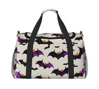 Halloween Flying Purple Bats Print Large Capacity Hand Carry Bag for Women Foldable Carry On Tote for Airplane Travel