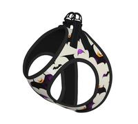 Halloween Flying Purple Bats Print Pet Leash Vest,Breathable Mesh Pet Harness, Reflective For Small Medium Dogs Safe Easy Walking