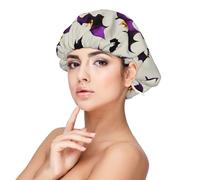 Halloween Flying Purple Bats Print Sleeping caps for Women to Protect Hair, Comfortable Nightcap for Curly and Long Hair, Black, One size