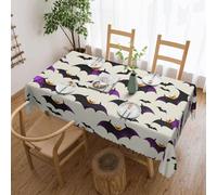 Halloween Flying purple Bats print Tablecloth, Square lace farmhouse tablecloth, for indoor and outdoor dining