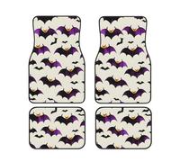 Halloween Flying purple Bats Print Vehicle Accessories Foot Mat Set 4 Pieces Floor Mats Protection Vans Sedans Trucks