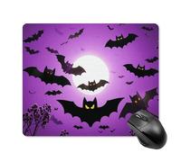 Halloween Flying Purple Bats Square Mouse Pad Portable Computer Mousepad with Non-Slip Rubber Base 18 * 22cm Ultra-Thin Gaming Mouse Mat for Computer Laptop Office Desk Accessories