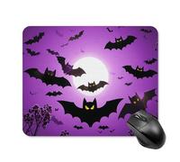 Halloween Flying Purple Bats Square Mouse Pad Portable Computer Mousepad with Non-Slip Rubber Base 20 * 25cm Ultra-Thin Gaming Mouse Mat for Computer Laptop Office Desk Accessories
