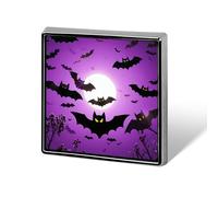 Halloween Flying Purple Bats Suit Lapel Pin Fashion Lapel Pins for Men Women for Backpacks Funny Hat Brooch Pin Personalized Bag Lapels Badge Metal Novelty Buttons & Pins (Square)