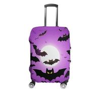 Halloween Flying Purple Bats Suitcase Covers Luggage Protector - Travel Elastic Baggage Case Protective, Washable Anti-scratch Large Suit Case Cover for Suitcases Fits 19-32 Inch Luggages, white, L
