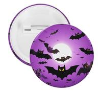 Halloween Flying Purple Bats Tinplate Badge Personalized Round Brooch Large Craft Button Suitable for Teachers, Nurses, Doctors, Staff, Party Gift Accessories, style, 20PCS
