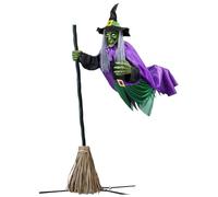 Halloween Flying Witch - Garden Flying Witch DEcor | Hovering Magician Holding Broom Props | 70.87 Inches High, Halloween Hovering Ghost On Broom | Scary Props For Indoor Outdoor Home Porch
