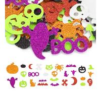 Halloween Foam Stickers, Sparkly Halloween Craft Stickers,100PCS Glitter Self Adhesive Foam Sticker for Kids Trick or Treat Party Bag Fillers Reward Sticker Halloweens Party Arts Craft Decor A9WSSGPMT