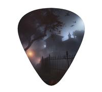 Halloween Foggy Night Printed Guitar Picks 12-Piece Set - Comfortable, Versatile Plectrum for All Guitar Styles & Players