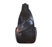 Halloween Foggy Night Printed Sling Bag Crossbody Backpack for Men Women, Versatile Casual Shoulder Chest Bag for Running Hiking Cycling Travel Work