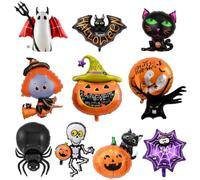 Halloween Foil Balloon Decoration, Pack of 10 XL Balloons Party Balloon Pumpkin Ghost Bat Skeleton Cat Birthday Decoration Gift