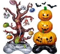 Halloween Foil Balloons 2-Pack - Extra Large Pumpkin & Dead Tree Decor for Indoor/Outdoor Parties