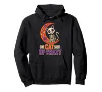 Halloween Folk Art One Cat Short Of Crazy Black Kitty Moon Pullover Hoodie