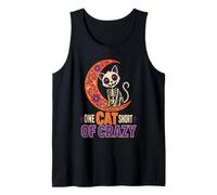 Halloween Folk Art One Cat Short of Crazy Black Kitty Moon Tank Top