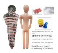 Halloween For Outdoor Inflatable Hanging Corpse Set with Inflatable Dolls, Bandages, Spider Silk, and Air Pump for Haunted House Setup (5pcs black bag)