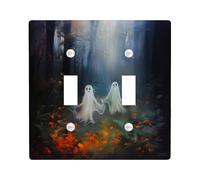 Halloween Forest Light Switch Cover Plates with Ghosts Fall Home Decoration Thermoplastic Wall Plates Standard Size Double Rocker