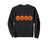 Halloween Four Jack O Lantern Carved Faces Row Silhouette Sweatshirt