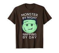 Halloween Frankenstein Humor, Monster by Night, Nap by Day T-Shirt