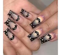 Halloween French Manicuring Bare Base with Black Advice Recyclable Persist Artificial for Women Studio Standard ABS Substance Halloween French Bare Black Grade Frame Rate