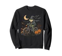 Halloween Frog Riding Bicycle Spooky Forest Jack O Lantern Sweatshirt