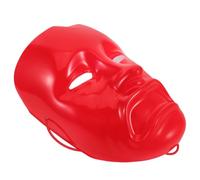 Halloween Full Face Opera Mask for Men, Red Plastic Adjustable Strap | Theatrical Exaggerated Style, Lightweight Skin Friendly Fit, Role Playing Costume Accessory for Carnival Parties