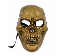 "Halloween Full Face Skull Mask with Adjustable Strap - Metallic Gold Skeleton Head Mask for Cosplay, Costume Party, Masquerade & Haunted House" (Antique)