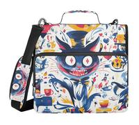 Halloween Fun Cat 1.5 Inch 3 Rings Binder with Extra Pockets with Strap Easy to Carry Portable Home Travel Safe Storage Bag for School and Office