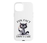 Halloween Fun Fact I Do Not Care Silly Frazzled Funny Cat Case for iPhone 15 Plus
