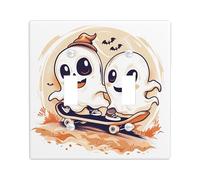 Halloween Fun Light Switch Cover Plates/Outlet Covers, Cute Ghosts on Skateboard Decor for Wall Accents, Thermoplastic Wall Plates, Festive Season Decor, Standard Size Double Toggle