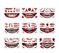 Halloween Funny Face Stickers - Zombie Temporary Decals,Halloween Scar Makeup Decals for Halloween, Cosplay Costume, Fright Night