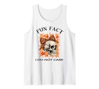 Halloween Funny Fun Fact I Do Not Care Preppy Skeleton Tank Top