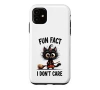 Halloween Funny Fun Fact I Do Not Care Silly Frazzled Cat Case for iPhone 11