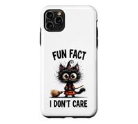 Halloween Funny Fun Fact I Do Not Care Silly Frazzled Cat Case for iPhone 11 Pro Max