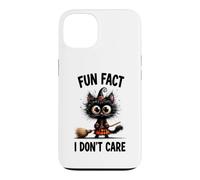 Halloween Funny Fun Fact I Do Not Care Silly Frazzled Cat Case for iPhone 13
