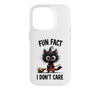 Halloween Funny Fun Fact I Do Not Care Silly Frazzled Cat Case for iPhone 14 Pro