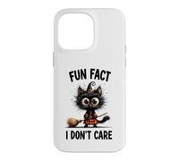 Halloween Funny Fun Fact I Do Not Care Silly Frazzled Cat Case for iPhone 14 Pro Max