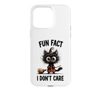 Halloween Funny Fun Fact I Do Not Care Silly Frazzled Cat Case for iPhone 15 Pro Max